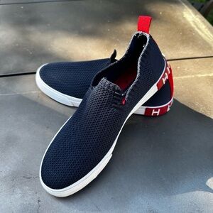 Tommy Hilfiger Navy and Red Women's Slip-On Sneakers